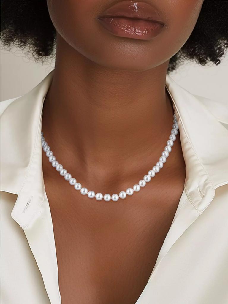 Mikimoto 7-6MM Akoya Pearl Stud Earrings & Necklace Gift Set