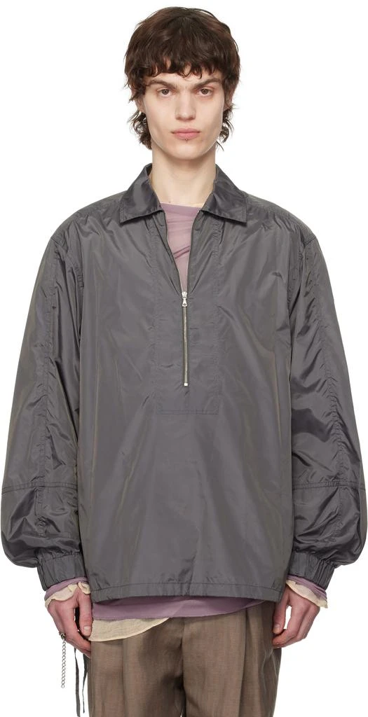 Dries Van Noten Gray Half-Zip Shirt 1