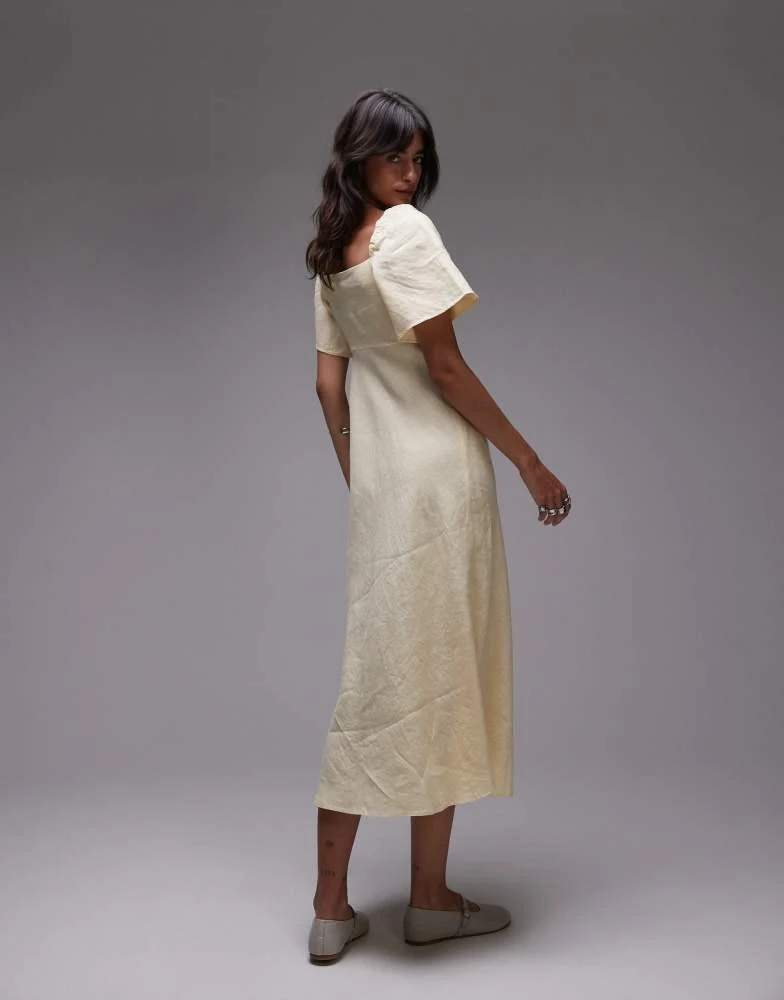Shop & Other Stories linen puff sleeve midaxi dress with twist sweetheart  neckline in butter yellow on Sale at BeyondStyle  Get Lowest price in  three month & Other Stories linen puff