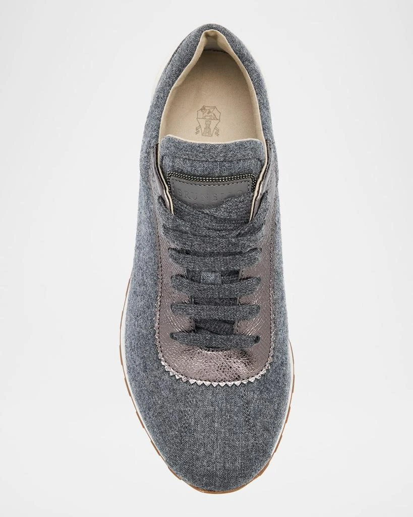 Brunello Cucinelli Suede Knit Slip-On Sneakers 3
