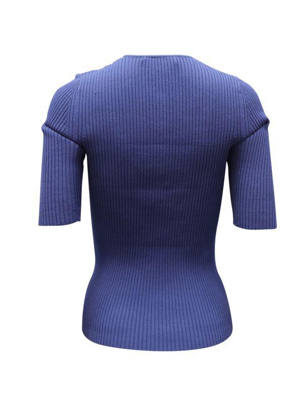 Altuzarra Altuzarra Dory Ribbed-Knit Top In Blue Viscose