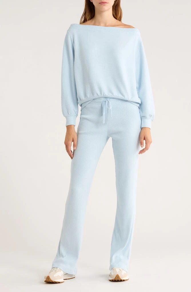 Abound Hacci One-Shoulder Top 
Flared Pants Set