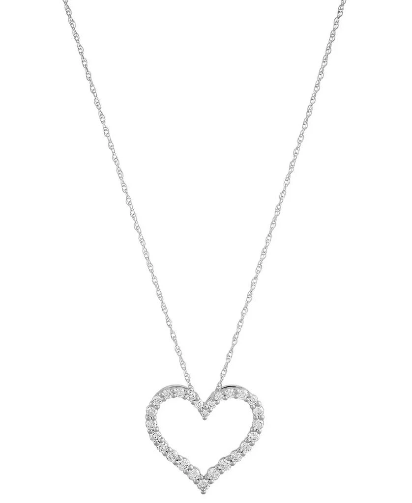 Macy's Diamond Open Heart Pendant Necklace (1/2 ct. t.w.) in 14k White Gold, 16" + 2" extender 1