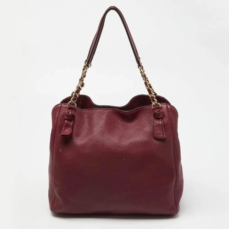 Tory Burch Tory Burch Burgundy Leather Chain Tote 4