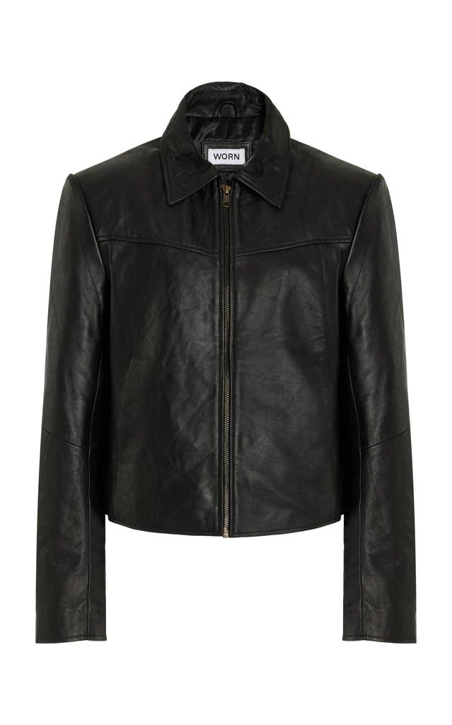 Worn Vintage Worn Vintage - Boxy Leather Jacket - Black - S - Moda Operandi 1