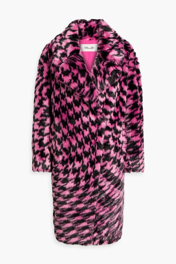 Diane von Furstenberg Arwen double-breasted printed faux fur coat 1