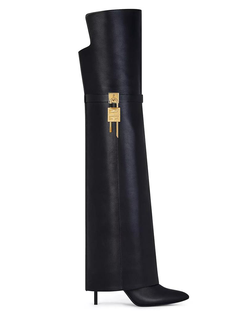 Givenchy Shark Lock Stiletto Over-The-Knee Boots In Leather