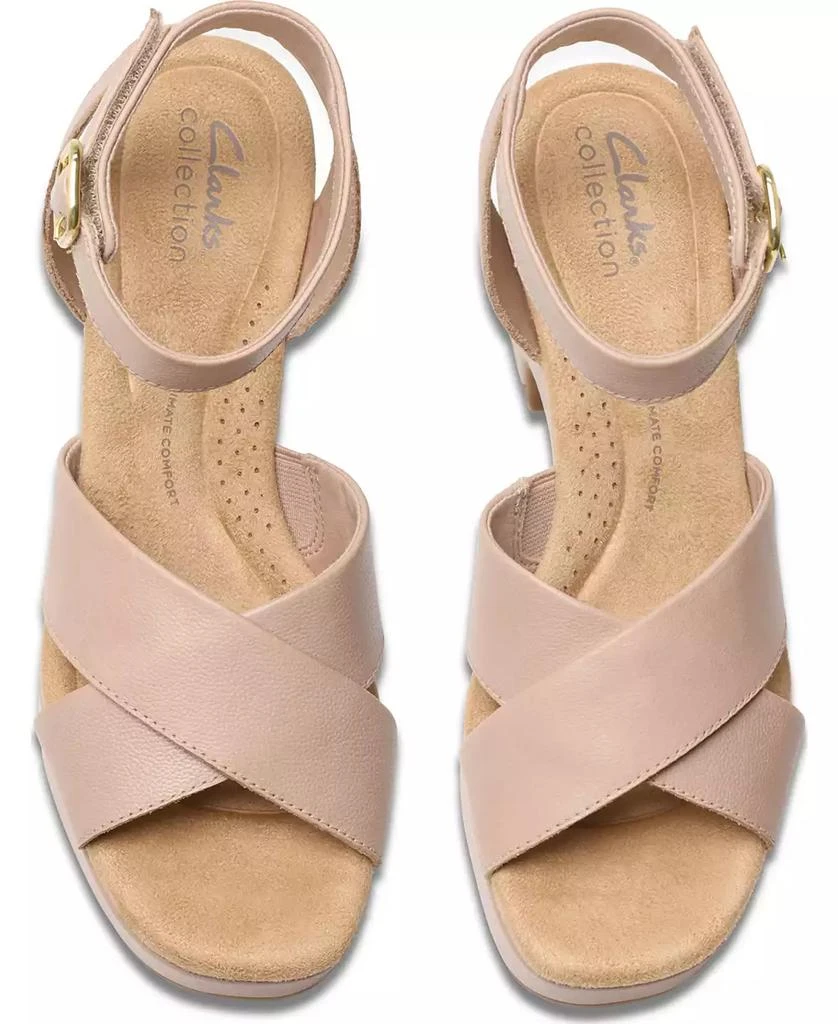 Clarks Nerisa Leather Arch Support Wedge Sandals 7