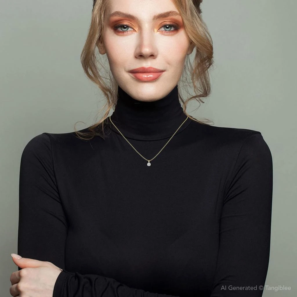 Pompeii3 VS 1Ct Round Moissanite 3-Prong Martini Solitaire Pendant 14k Yellow Gold 3