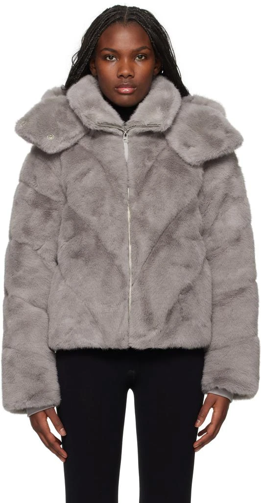 Fur Saks Mackage Mackage Gray Anik Faux-Fur Down Jacket Coats