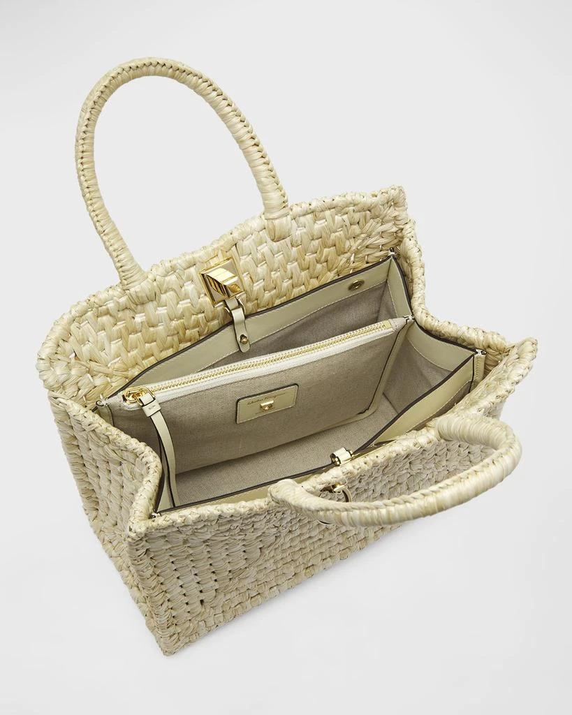 Salvatore Ferragamo The Studio Raffia Basket Top-Handle Bag 3