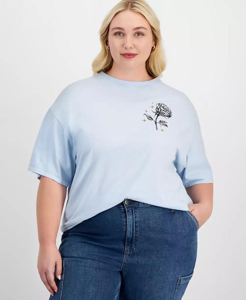 Rebellious One Trendy Plus Size Rose Graphic Cotton T-Shirt