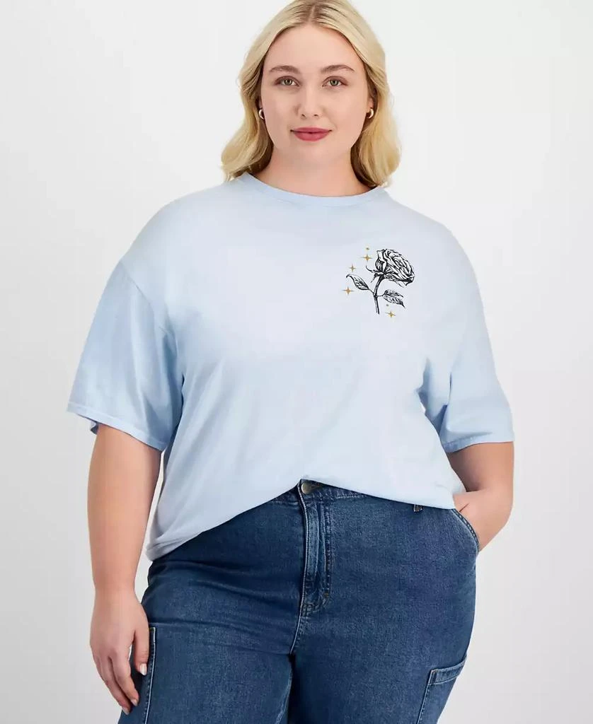 Rebellious One Trendy Plus Size Rose Graphic Cotton T-Shirt 1