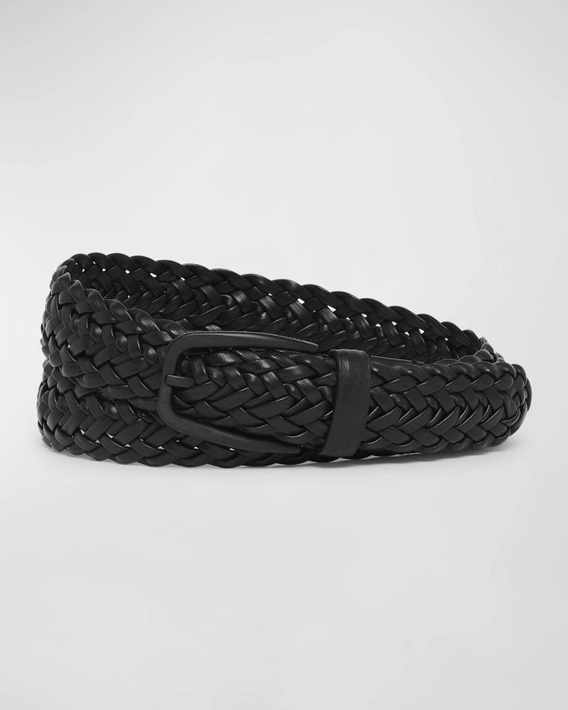 Zegna Men's Braided Leather Vendome-Buckle Belt 1