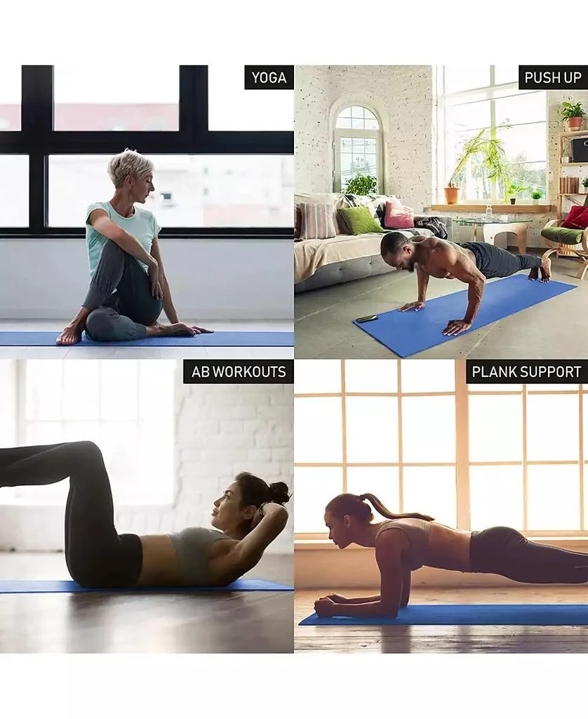 HolaHatha 72 x 24" Double Sided 0.25" Thick Non Slip Home Workout Yoga Mat, Blue 7