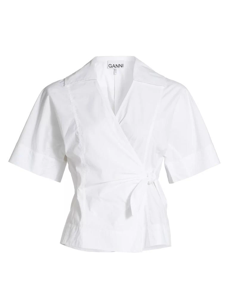 Ganni Cotton Poplin Wrap Top 1