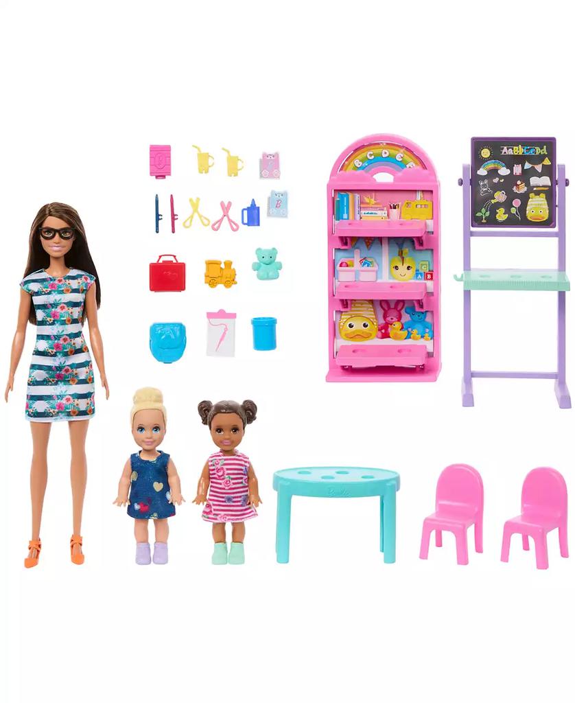 Barbie I Love School Classroom Playset with 1 Fashion Doll, 2 Small Dolls 20+ Accessories