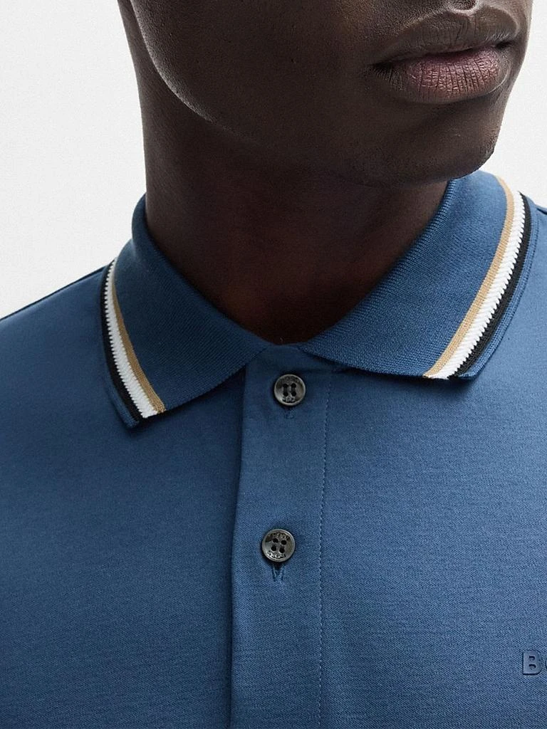 Hugo Boss Slim-Fit Polo Shirt in Cotton with Striped Collar 6