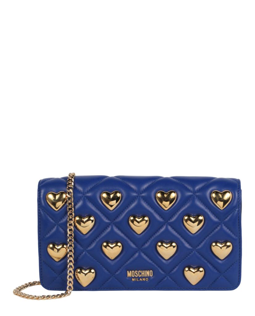 Moschino Heart Studs Quilted Shoulder Bag - Handbags