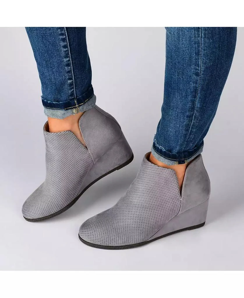 Journee Collection Women's Mylee Perforated Wedge Ankle Booties 5