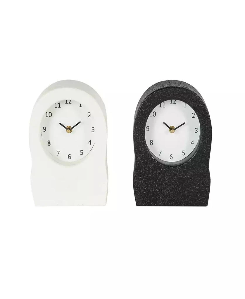 Rosemary Lane 9" Metal Textured Decorative Clock with Gold Accents, Set of 2