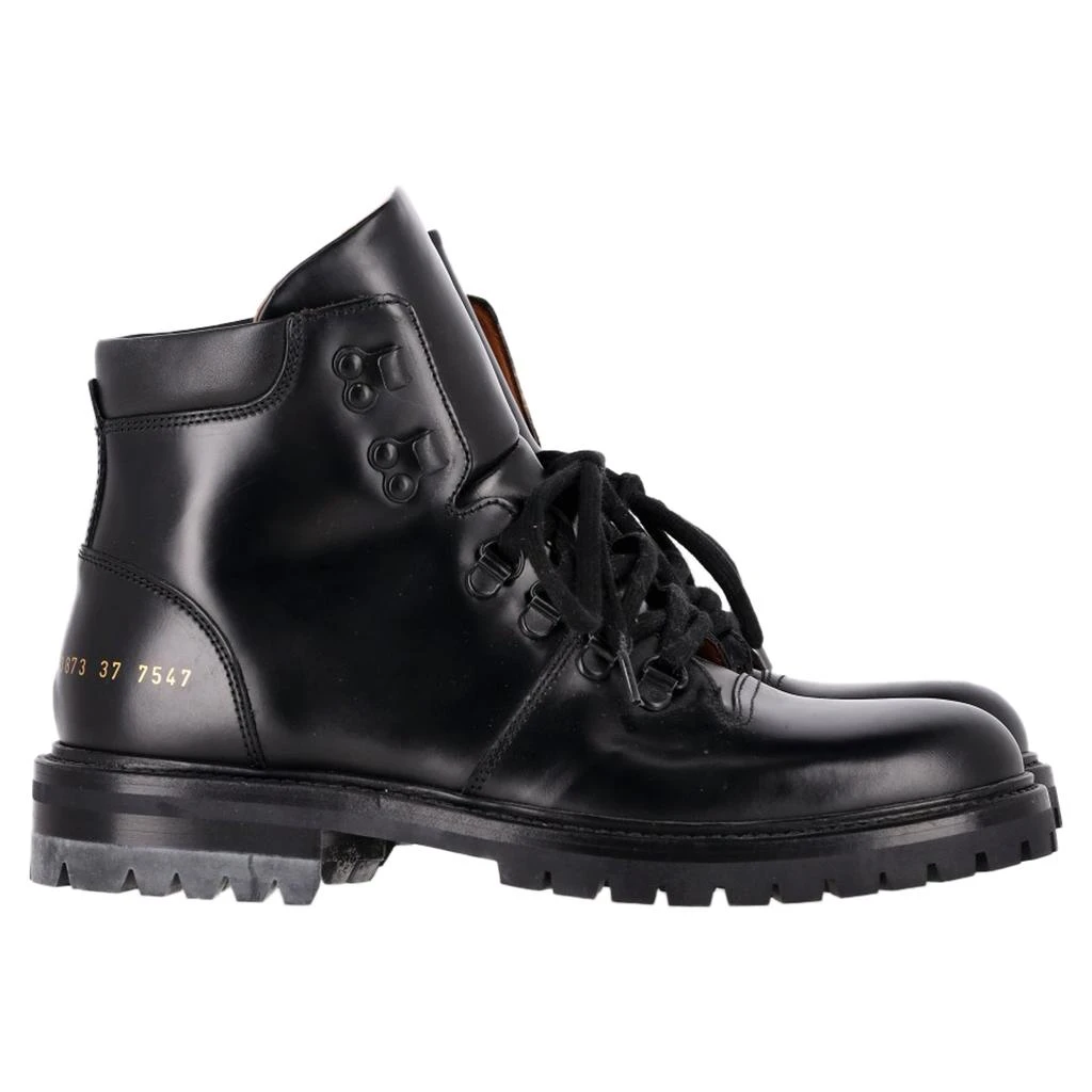 Shop Lace-Up Hiking Boots in Black Leather on Sale at  display picture 3