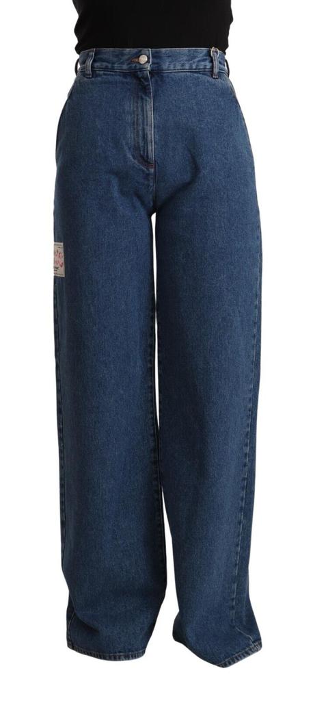 GCDS GCDS Blue Cotton High Waist Wide Leg Boot Cut Denim Jeans