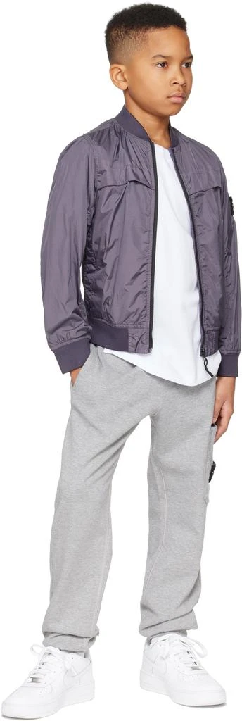 Stone Island Junior Kids Purple Nylon Bomber Jacket 5