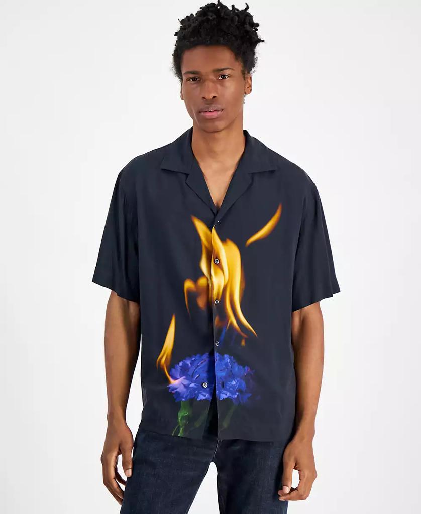 Hugo Boss Men s Oversized Fit Printed Button Down Camp Shirt Shirts Free Shipping BeyondStyle
