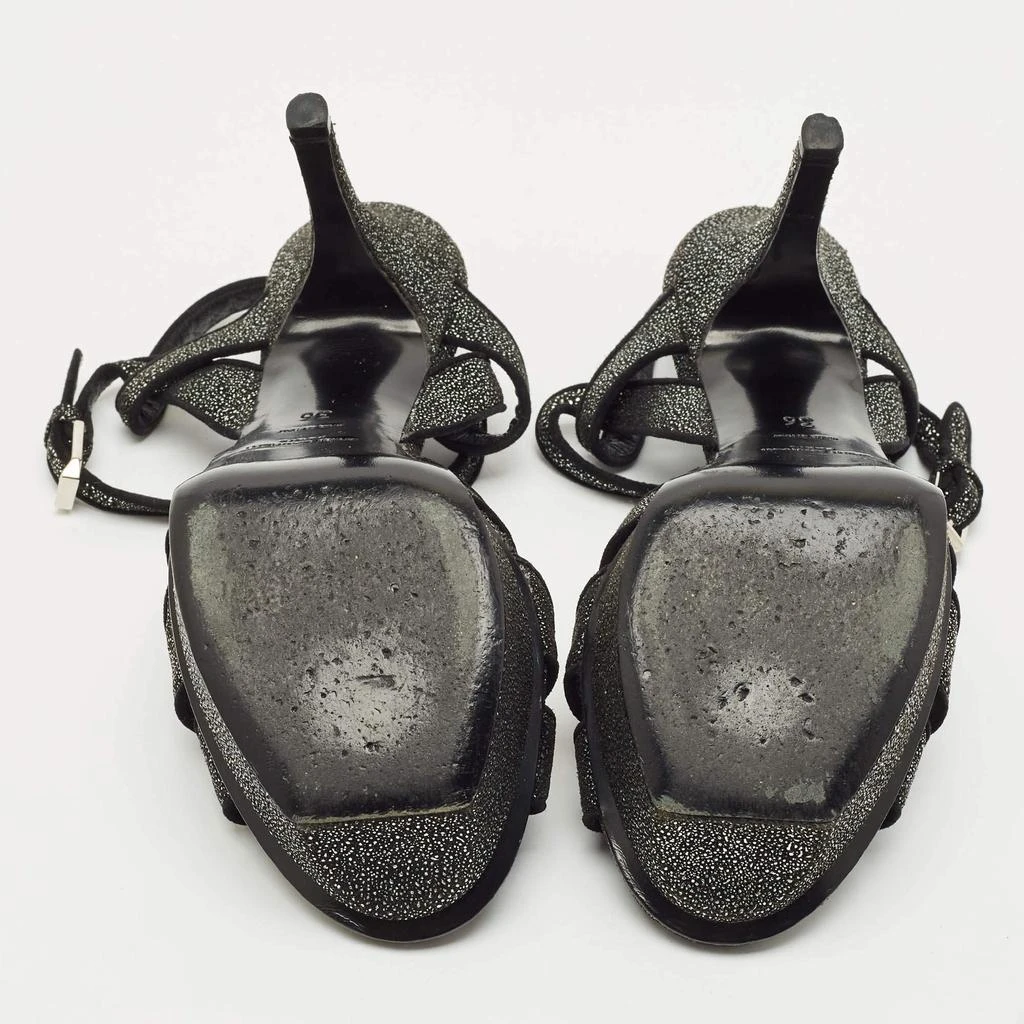 Yves Saint Laurent Saint Laurent Black/Silver Suede Tribute Sandals Size 36 6