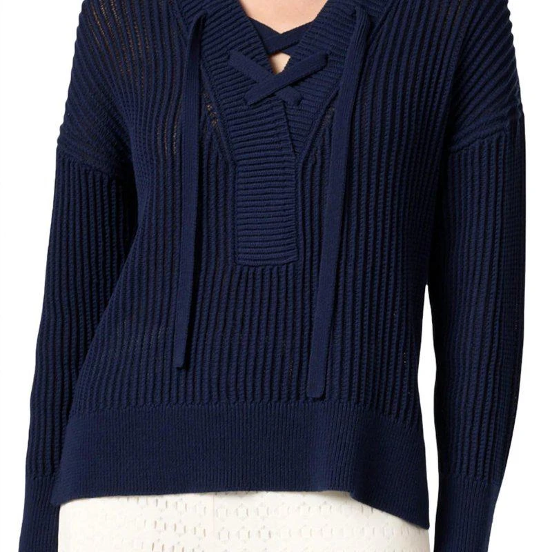 Brochu Walker Tie Neck Sweater In Blue 1