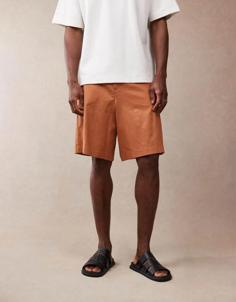 ASOS ASOS DESIGN smart linen blend bermuda shorts in rust 1