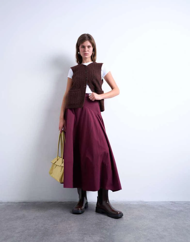 Topshop Topshop knitted stitchy pocket tank in brown 2