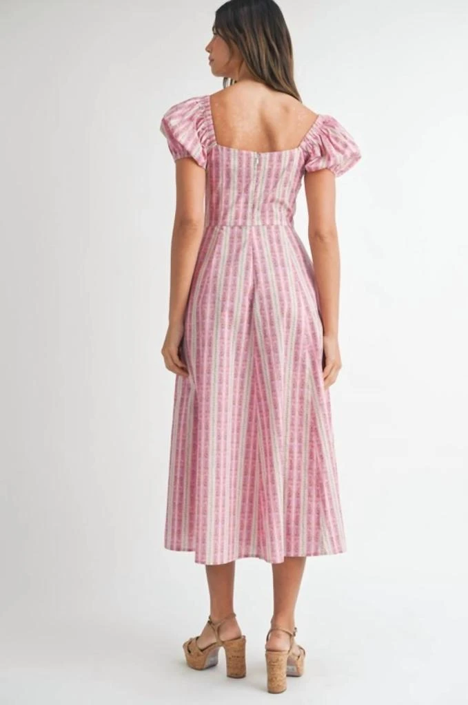 MABLE Mable - Women's Say It Ain’t So Pink Striped Floral Midi Dress 2
