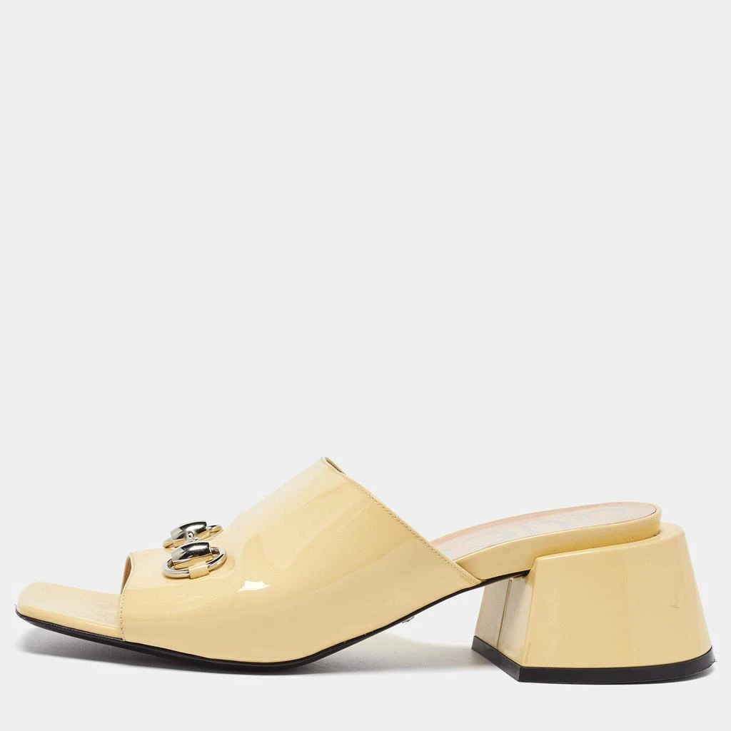 Gucci Gucci Yellow Patent Leather Lexi Horsebit Slide Sandals Size 39 1