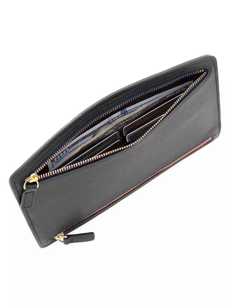 Royce New York RFID-Blocking 4-Zip Leather Travel Organizer