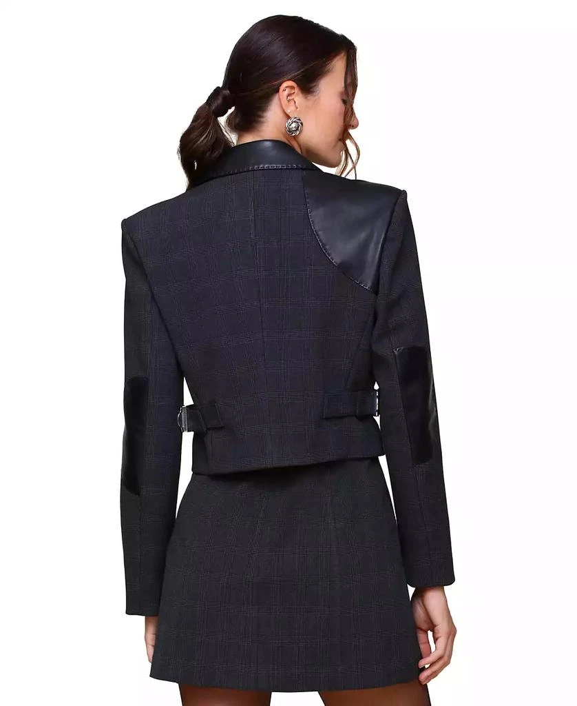 Avec Les Filles Women's Faux-Leather-Trim Cropped Jacket 2