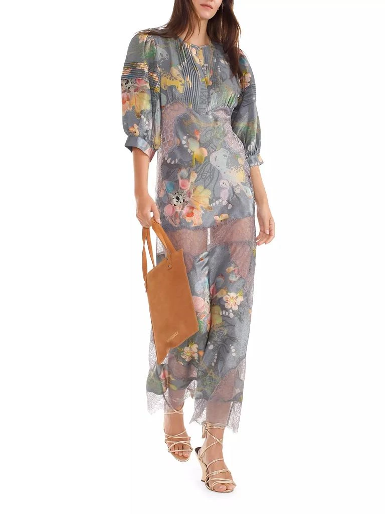 Cynthia Rowley Floral Metallic Silk Maxi Dress 4