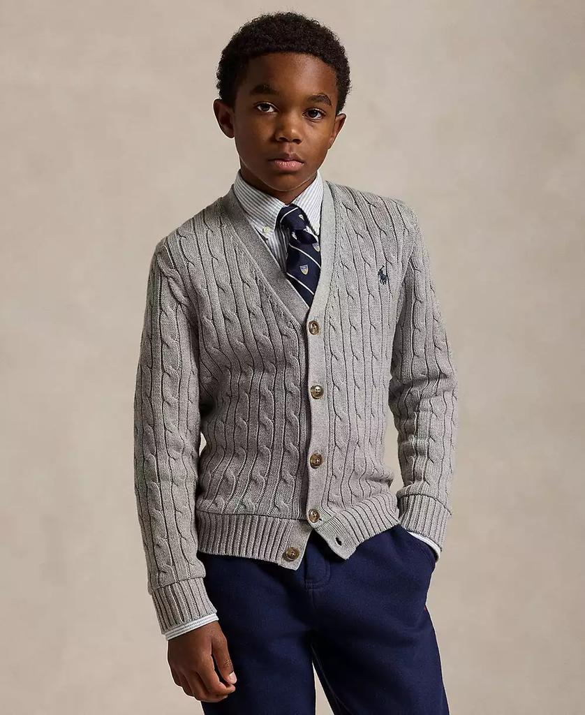 Ralph Lauren Big Boys Cable-Knit Cotton V-Neck Cardigan Sweater