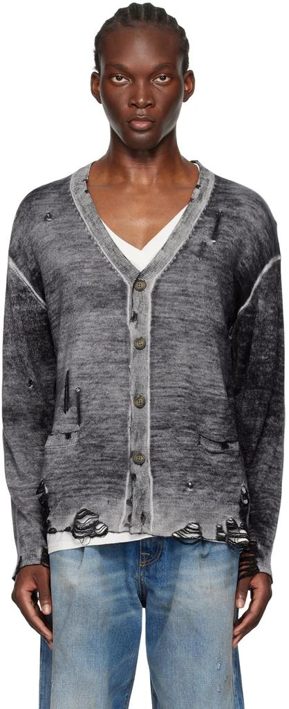R13 Black Reverse Print Boyfriend Cardigan 1