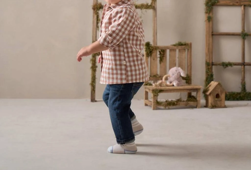 Elegant Baby Unisex Kids Gingham Button Down Shirt In White,rust 3