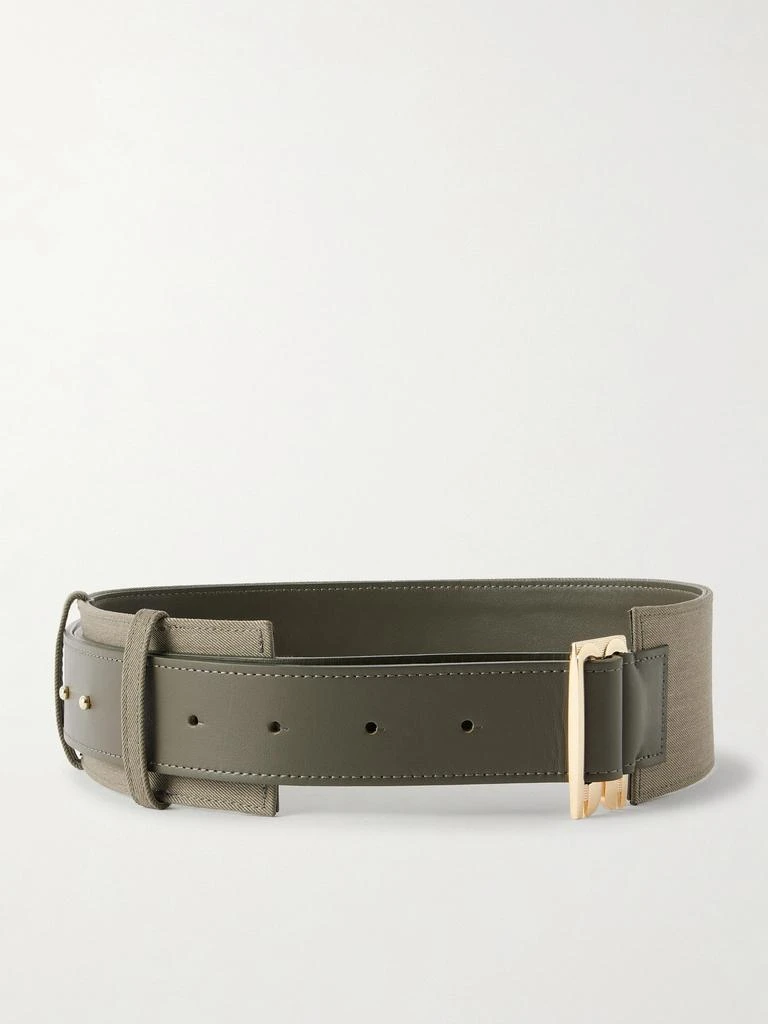 Victoria Beckham Leather And Twill Waist Belt - Army green