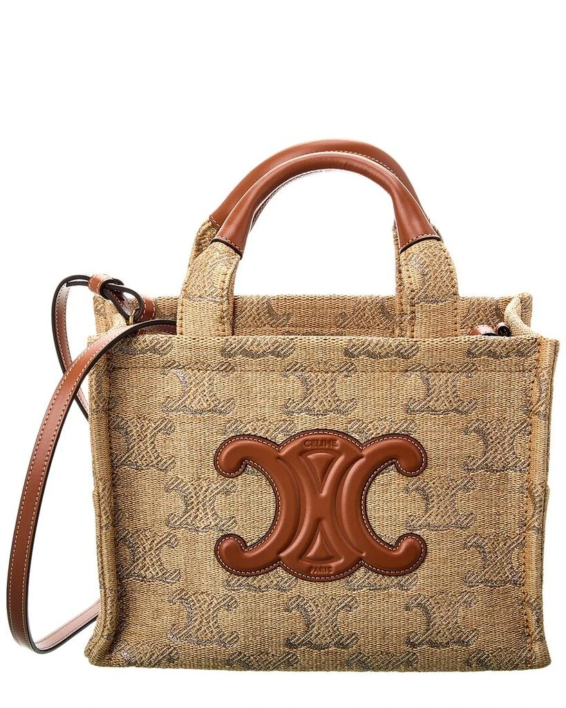 Celine CELINE Cabas Thais Small Raffia-Effect & Leather Tote 1