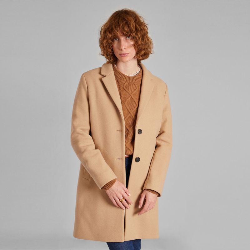 L'Exception Paris Straight coat in new wool made in France Sable L'EXCEPTION PARIS