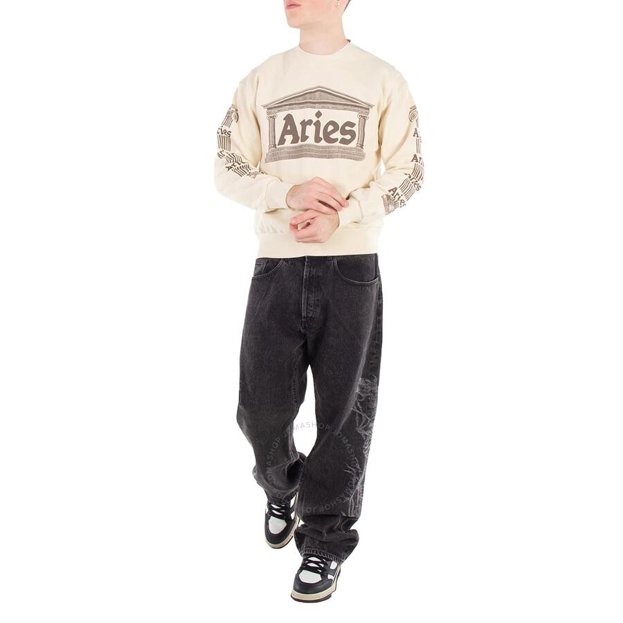 Aries Men's Beige Ancient Column Print Sweatshirt