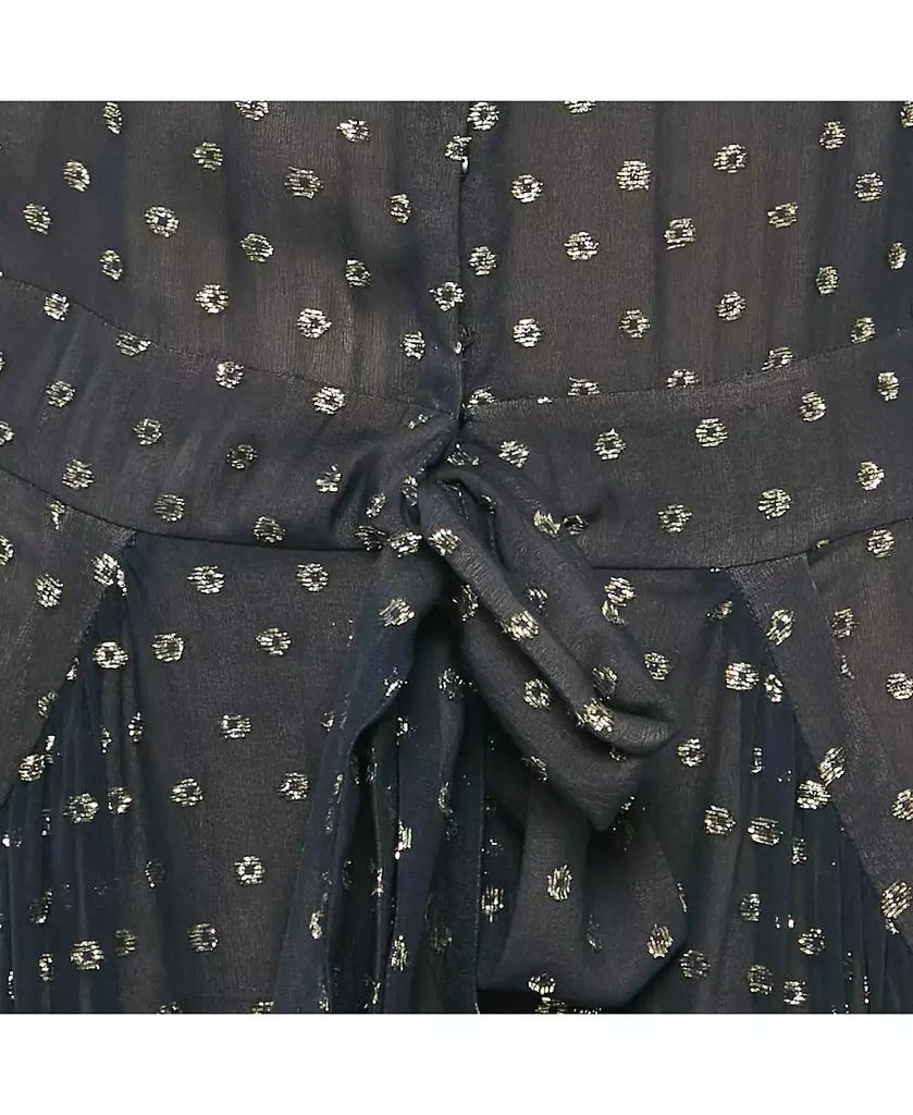 Pre-Owned Stella McCartney Women's Navy Blue Silk Lurex Fil-Coupe Tie-Up Detail Jumpsuit 3