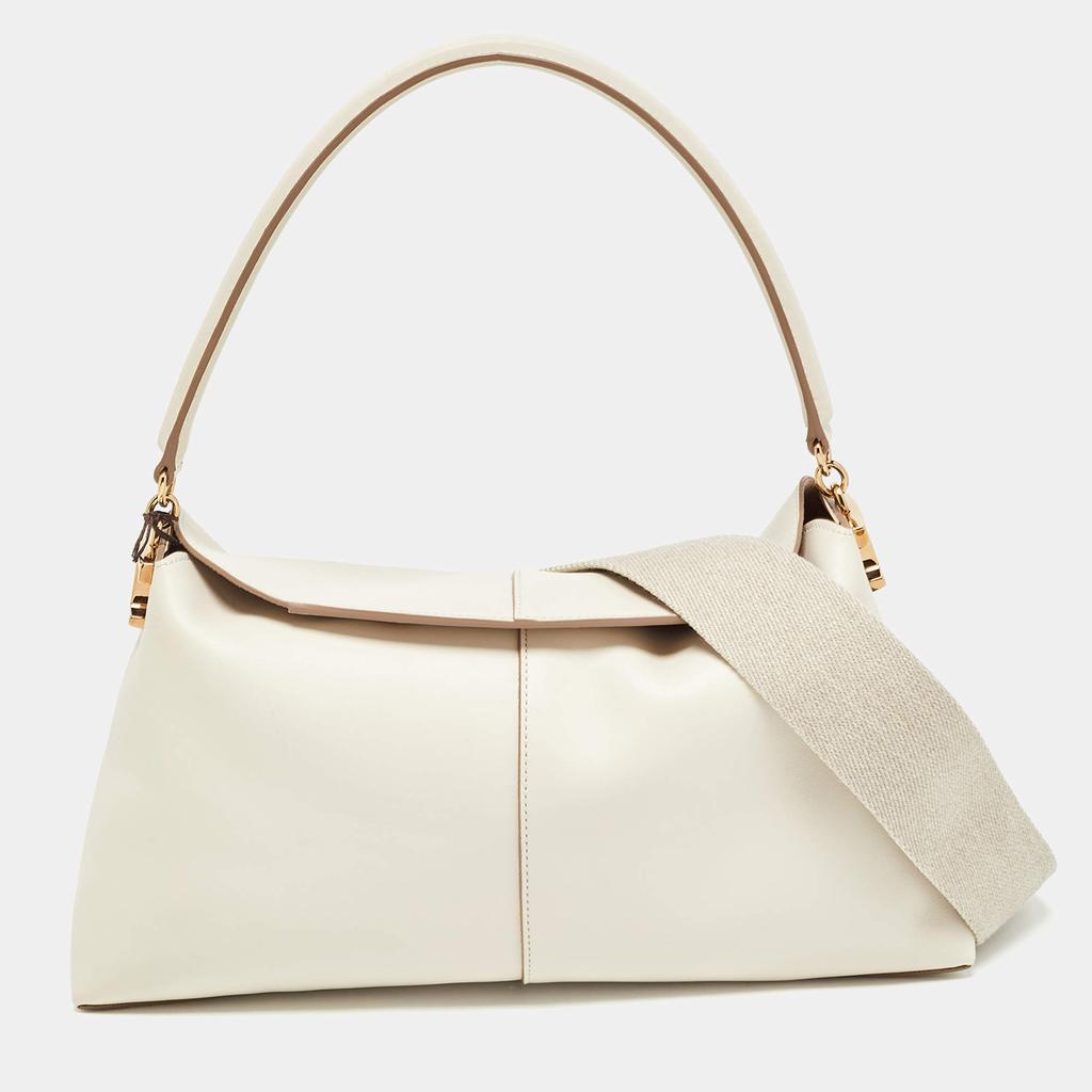 【TOD'S】WHITE LEATHER SHOULDER BAG White Tod's Tod's Off White Leather Small T Case Shoulder Bag