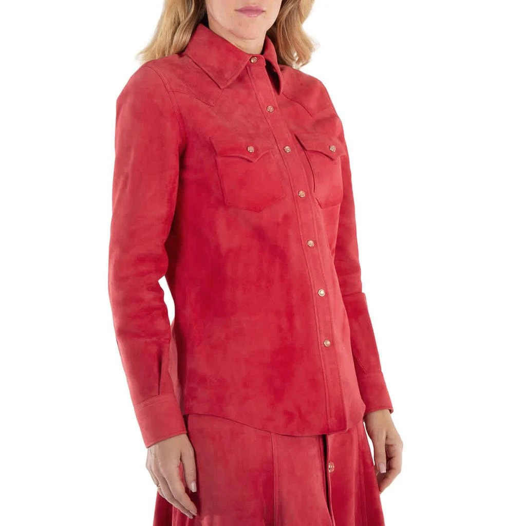 Chloé Scarlet Red Suede Long-Sleeve Shirt, Brand Size 36 (US Size 4) 2