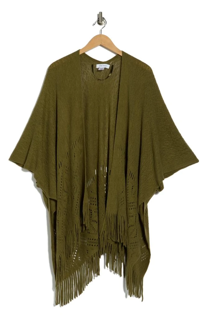 Nine West Raschel Fairisle Border Open Knit Topper 3