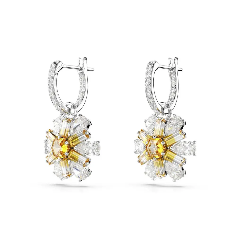 Swarovski Idyllia drop earrings flower yellow rhodium plated 5